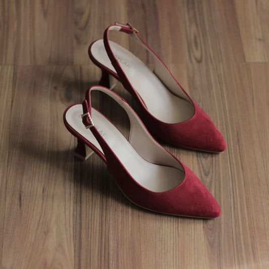 ZINA – Burgundy Suede Heels