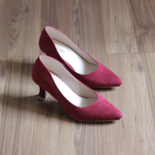 RAVENA – Wine Suede Heels